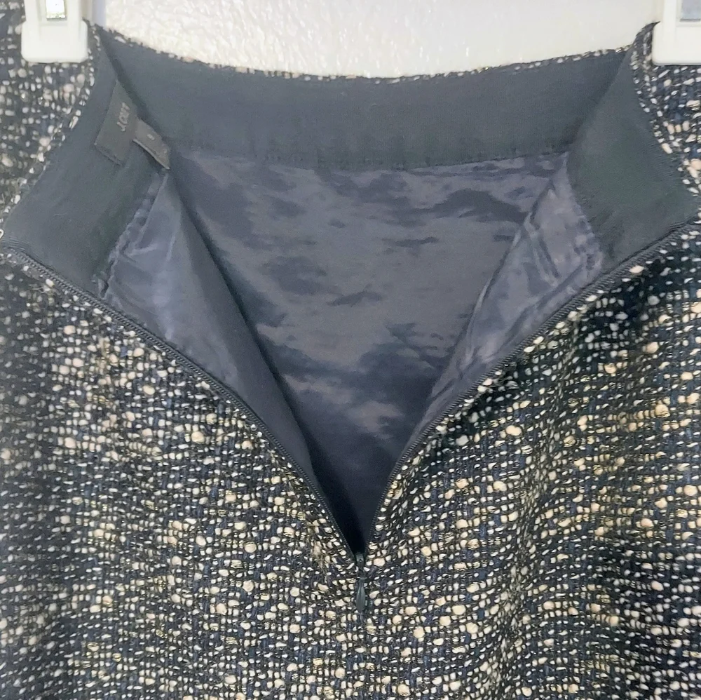 J. Crew Navy, Cream, and Gold Tweed Pencil Skirt Size 8